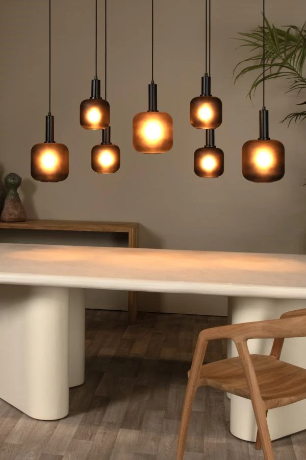 Lucide ELOISE - Pendant light - 7xE27 - Black - atmosphere 1